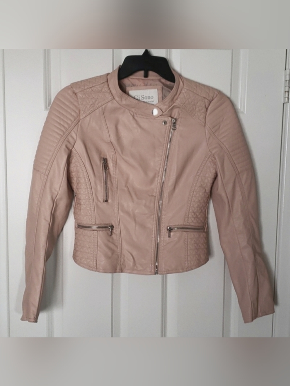 NWOT CI SONO MOTO JACKET IN SOFT PINK VEGAN LEATHER